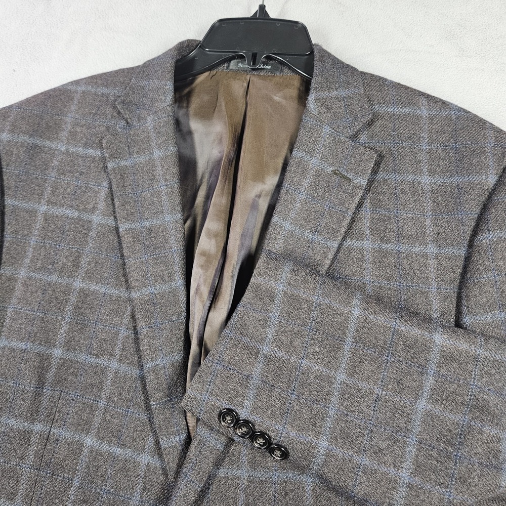 Ralph Lauren LRL Men's 100% Wool Plaid Brown Blue Sport Coat Blazer Jacket 46R